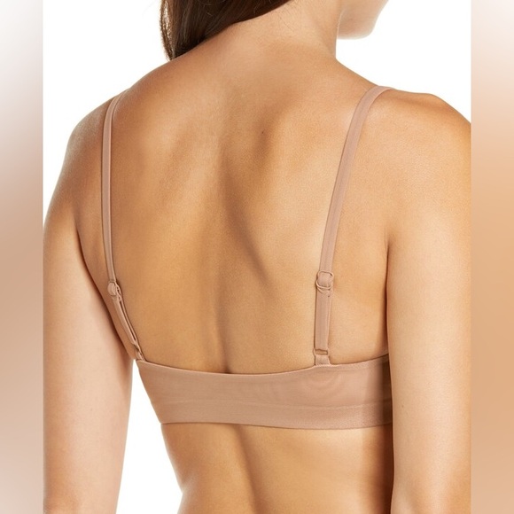 SKIMS Mesh Scoop Bralette - Ochre XL Baige Natural Sheer Minimalist Bra Top - Picture 4 of 11